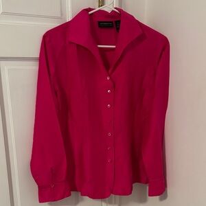 Liz Claiborne Collection 100% Silk Pink Collared Blouse Size 10